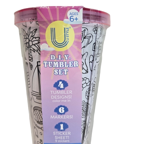 Pink & Clear Children's DIY Coloring Tumbler Traveling Cup – 16 oz - Picture 3 of 7